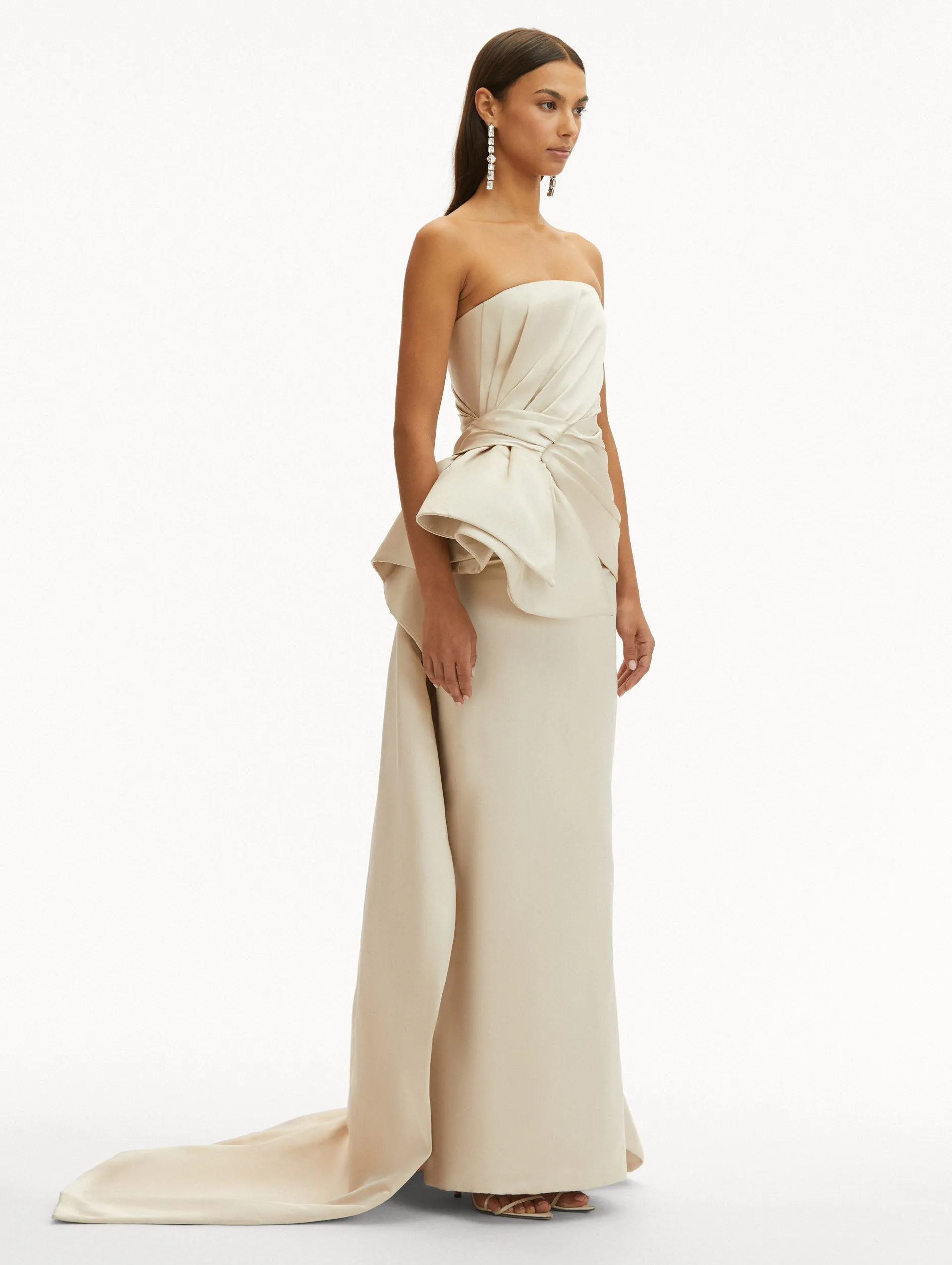 Bow Detail Trumpet Gown