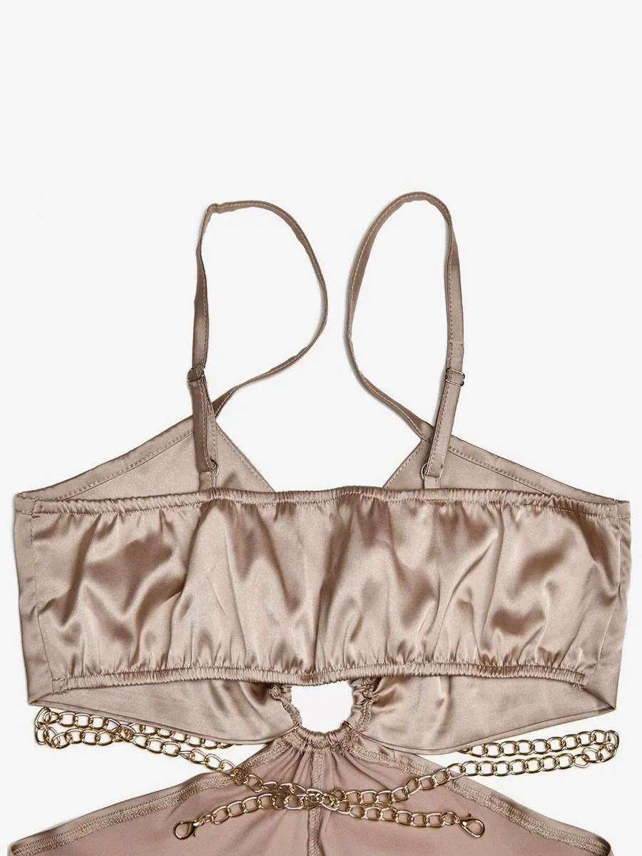 Champagne Jumpsuits Spaghetti Straps Satin Wide Summer Outfit
