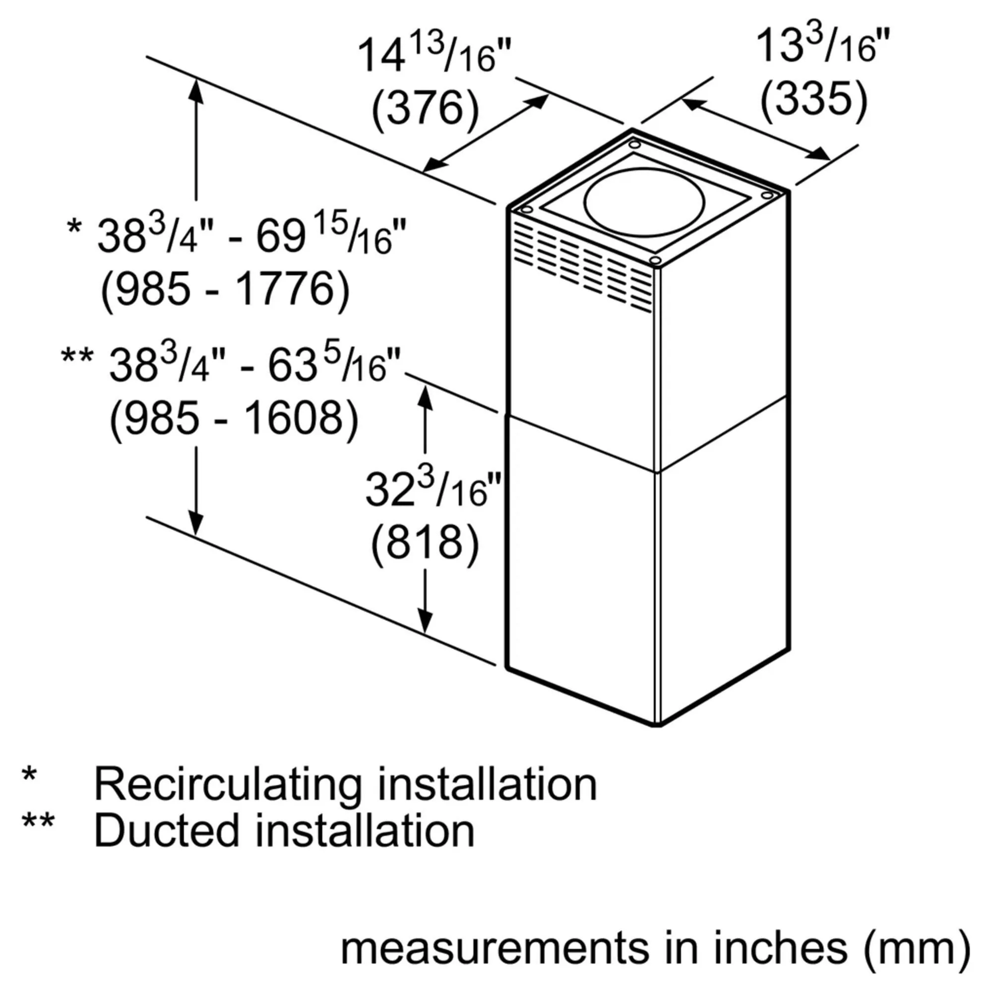 Thermador Chimney Extension Kit for Island Hood in Stainless Steel